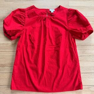 Women’s J.Crew Red Puff Sleeve Blouse XXS